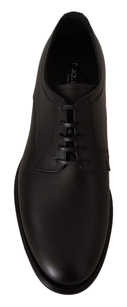 Dolce &amp; Gabbana Herren-Derby-Schuhe aus schwarzem Leder zum Schnüren