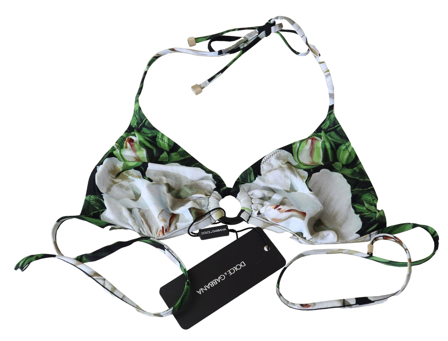 Mehrfarbiges Neckholder-Bikinioberteil mit Blumenmuster von Dolce &amp; Gabbana