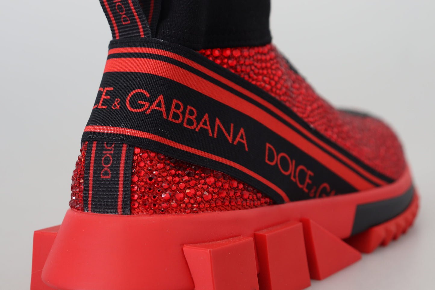 Dolce &amp; Gabbana Red Bling Sorrento Sneakers Socken Schuhe