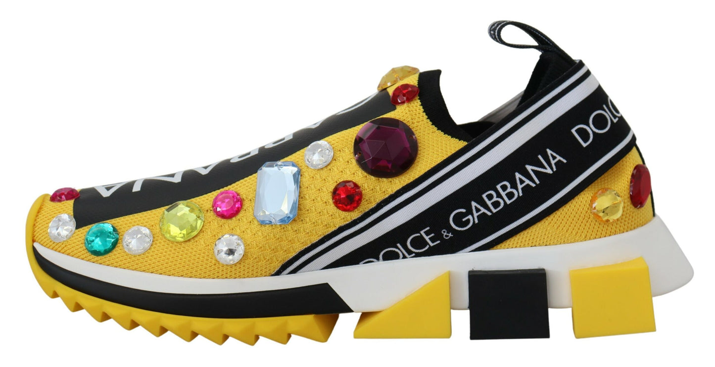 Gelbe Sorrento-Kristall-Turnschuhe von Dolce &amp; Gabbana