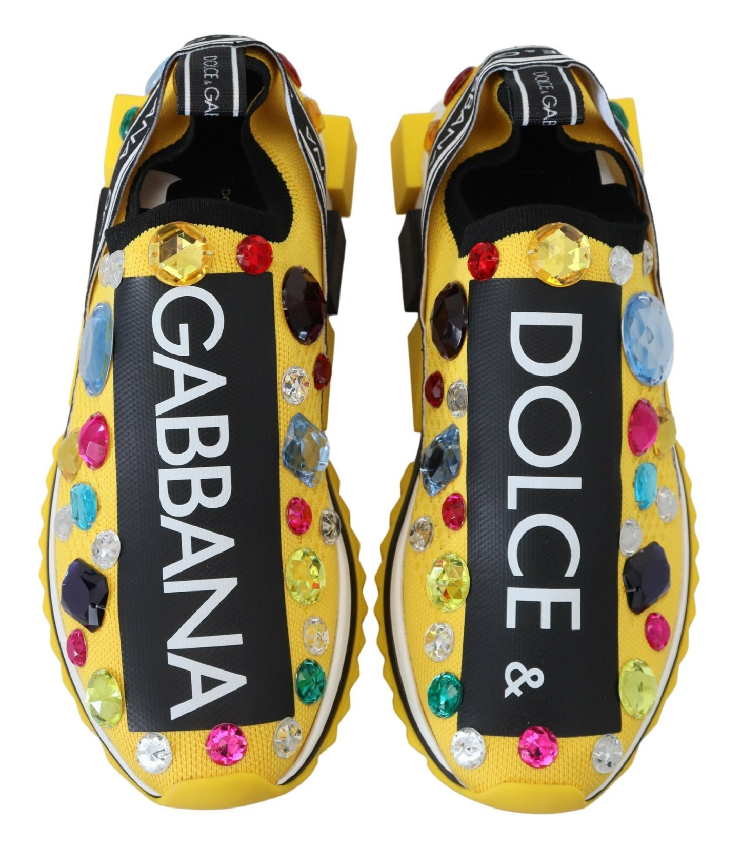 Gelbe Sorrento-Kristall-Turnschuhe von Dolce &amp; Gabbana