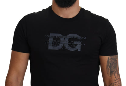 Dolce &amp; Gabbana – Schwarzes, kurzärmliges T-Shirt mit Rundhalsausschnitt und Logo