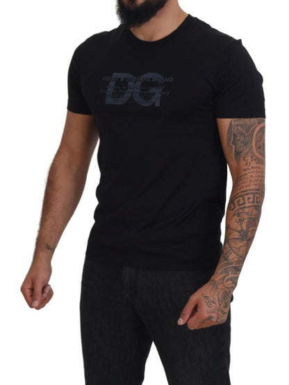 Dolce &amp; Gabbana – Schwarzes, kurzärmliges T-Shirt mit Rundhalsausschnitt und Logo