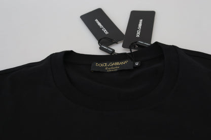 Dolce &amp; Gabbana – Schwarzes, kurzärmliges T-Shirt mit Rundhalsausschnitt und Logo