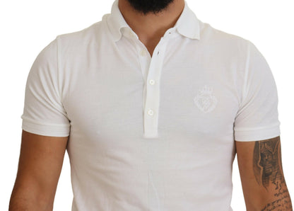 Dolce &amp; Gabbana Kurzarm-Poloshirt aus weißer Baumwolle mit Logo