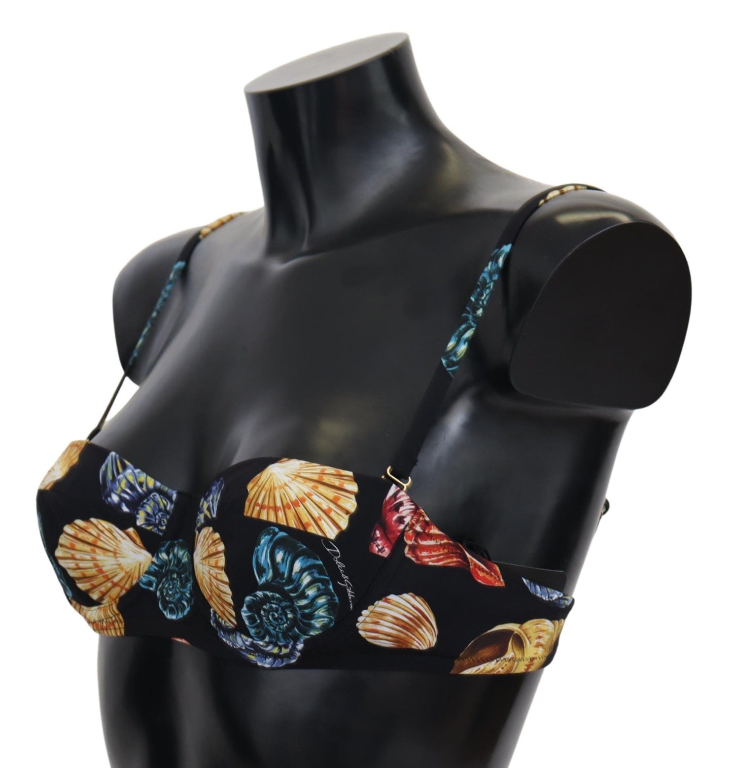 Dolce &amp; Gabbana Damen-Badebekleidungs-Bikinioberteil mit Muschel-Print in Schwarz