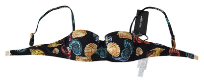 Dolce &amp; Gabbana Damen-Badebekleidungs-Bikinioberteil mit Muschel-Print in Schwarz