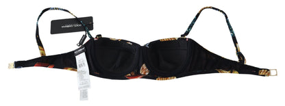 Dolce &amp; Gabbana Damen-Badebekleidungs-Bikinioberteil mit Muschel-Print in Schwarz