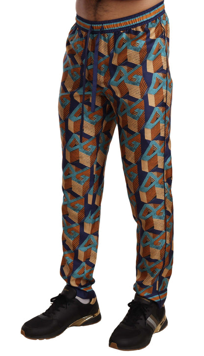 Mehrfarbig gemusterte Jogger-Seidenhose von Dolce &amp; Gabbana