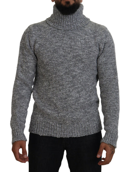 Dolce &amp; Gabbana Rollkragenpullover aus grauem Wollstrick