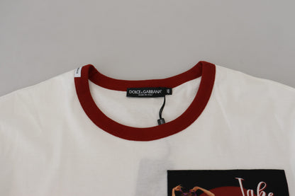 Dolce &amp; Gabbana Baumwoll-T-Shirt mit Rundhalsausschnitt und Logo-Print in Weiß