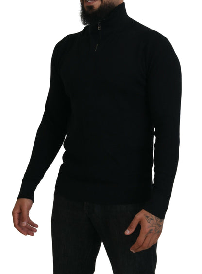 Dolce &amp; Gabbana Rollkragenpullover aus schwarzer Seide