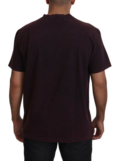 Dolce &amp; Gabbana Bordeaux Kurzarm-T-Shirt mit Rundhalsausschnitt