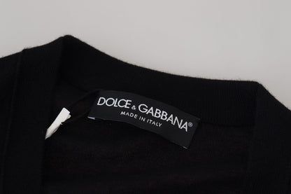 Dolce &amp; Gabbana Schwarzer Kaschmir-Cardigan mit Knöpfen