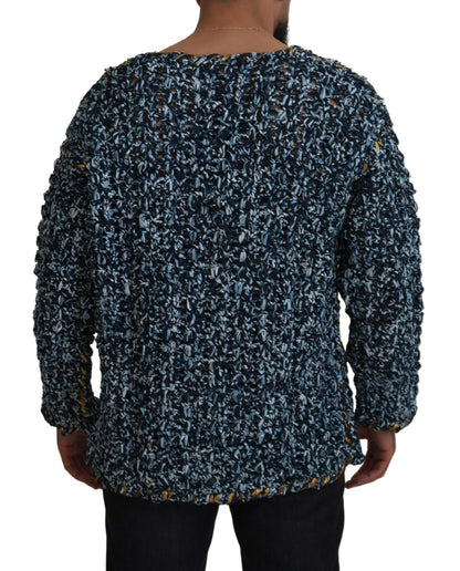 Dolce &amp; Gabbana Blue Button Cardigan Fatto A Mano Pullover