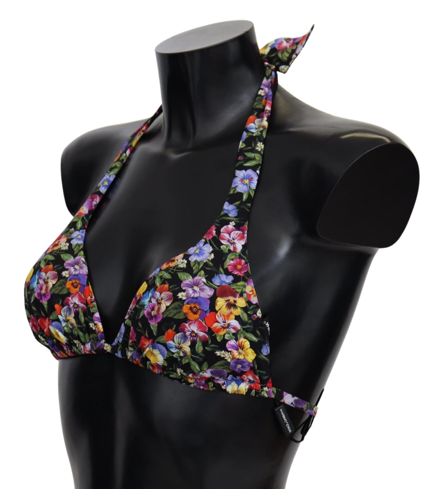 Dolce &amp; Gabbana – Schwarzer Badeanzug mit Blumenmuster und Strandmode-Bikinioberteil