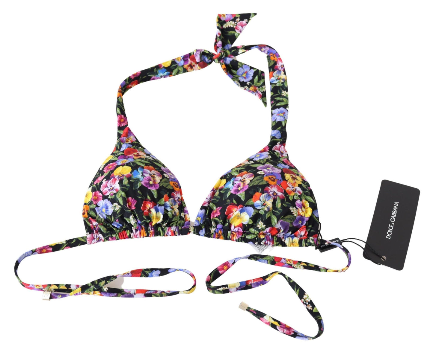 Dolce &amp; Gabbana – Schwarzer Badeanzug mit Blumenmuster und Strandmode-Bikinioberteil