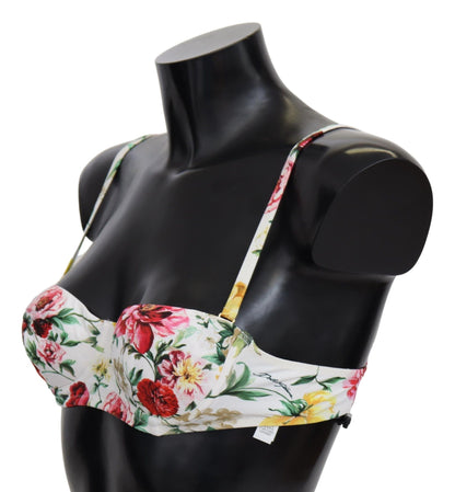 Dolce &amp; Gabbana Weißer Badeanzug mit Blumenmuster und Strandmode-Bikinioberteil