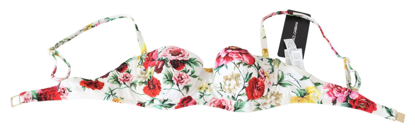 Dolce &amp; Gabbana Weißer Badeanzug mit Blumenmuster und Strandmode-Bikinioberteil