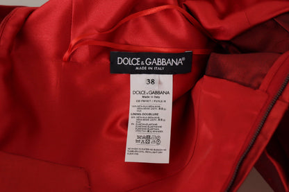 Dolce &amp; Gabbana Rotes, plissiertes Satin-Seidenkleid in A-Linie