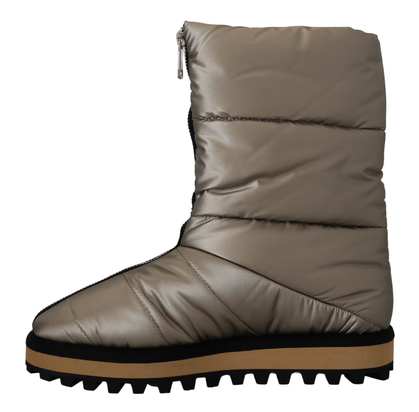 Dolce &amp; Gabbana Silber gepolsterte Winterstiefel mit mittlerer Wade