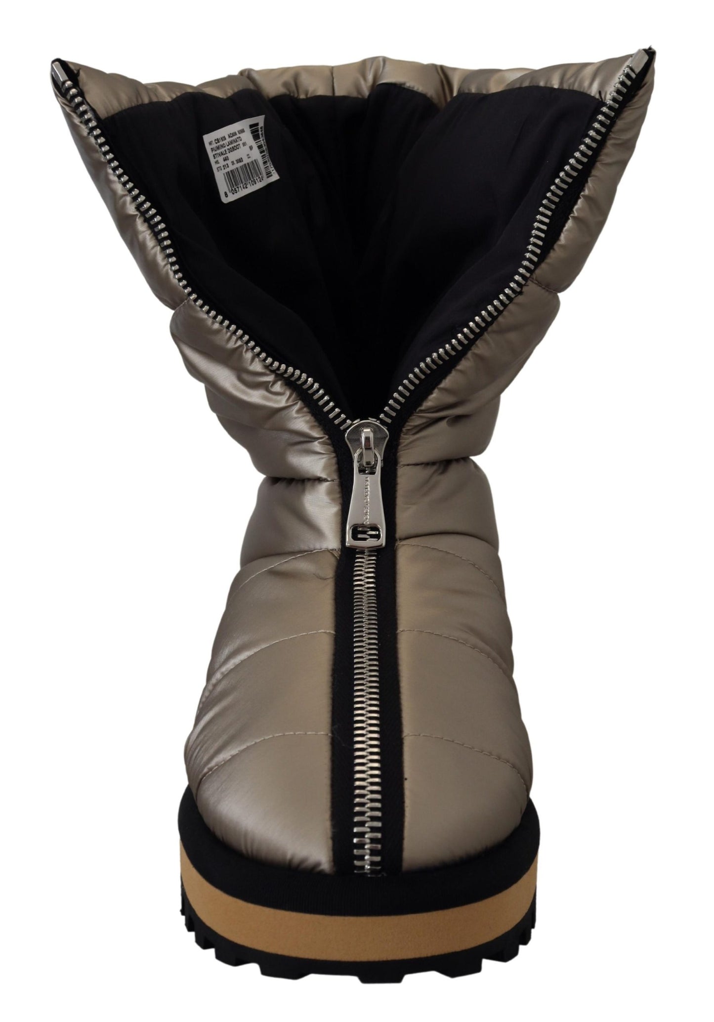 Dolce &amp; Gabbana Silber gepolsterte Winterstiefel mit mittlerer Wade