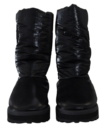 Schwarze Stiefel von Dolce &amp; Gabbana, gepolsterte Winterschuhe mit mittlerer Wade