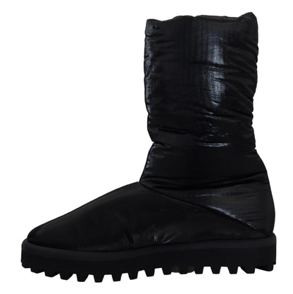 Schwarze Stiefel von Dolce &amp; Gabbana, gepolsterte Winterschuhe mit mittlerer Wade