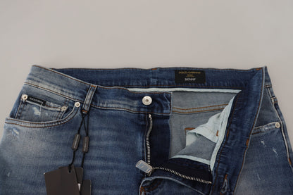 Dolce &amp; Gabbana – Skinny-Jeans aus Baumwolldenim in blauer Waschung