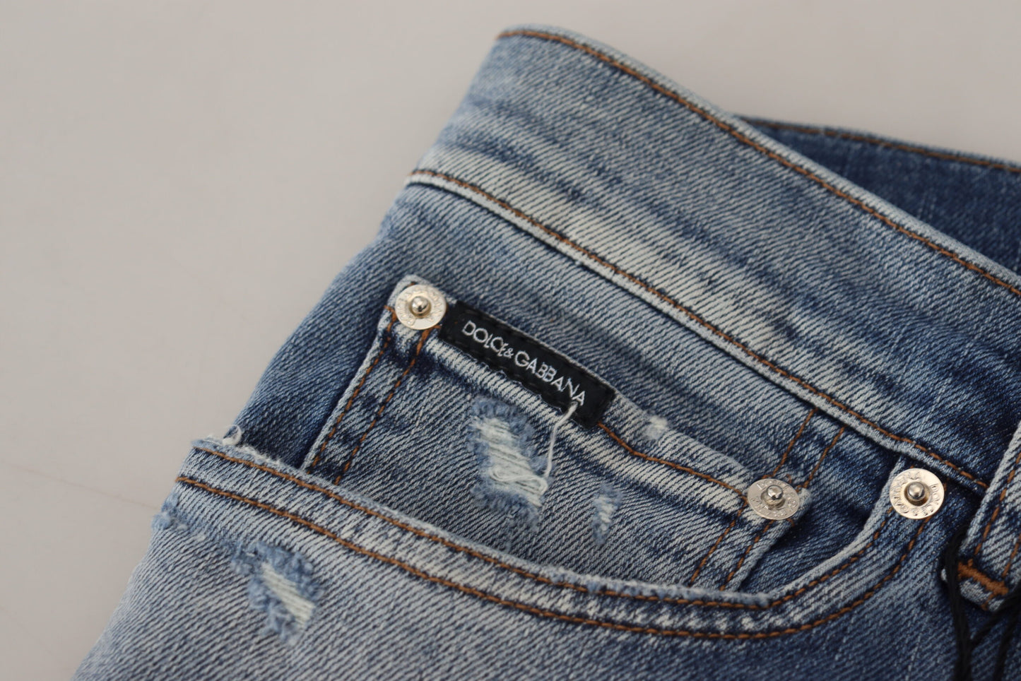 Dolce &amp; Gabbana – Skinny-Jeans aus Baumwolldenim in blauer Waschung