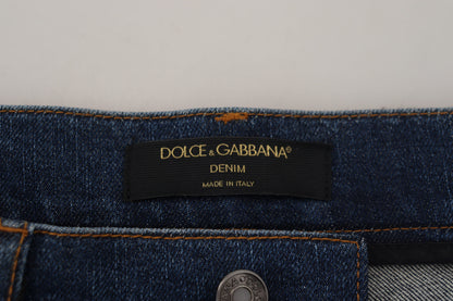 Dolce &amp; Gabbana – Schwarze Skinny-Denim-Jeans mit Blumenmuster und Spitzenfront