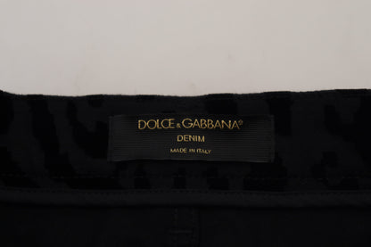 Schwarze Skinny-Denim-Jeans mit Leopardenmuster von Dolce &amp; Gabbana