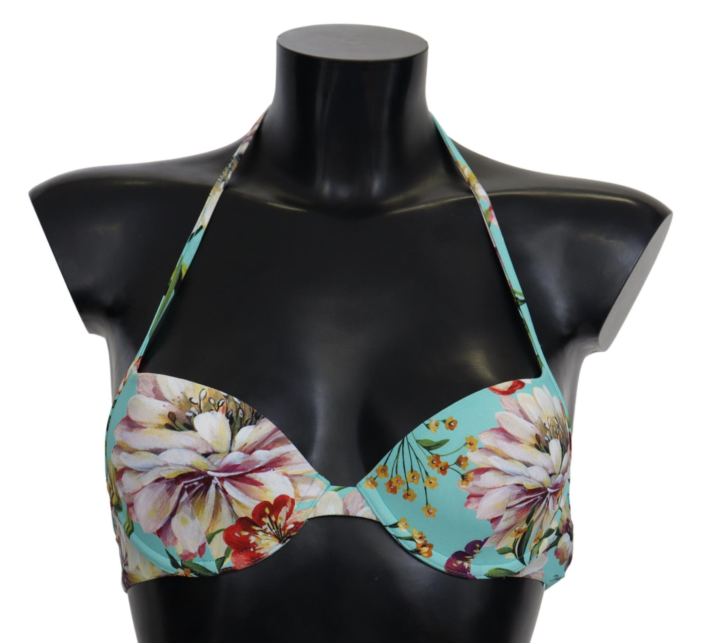 Dolce &amp; Gabbana Mintgrüne Beachwear-Bikinioberteile mit Blumendruck