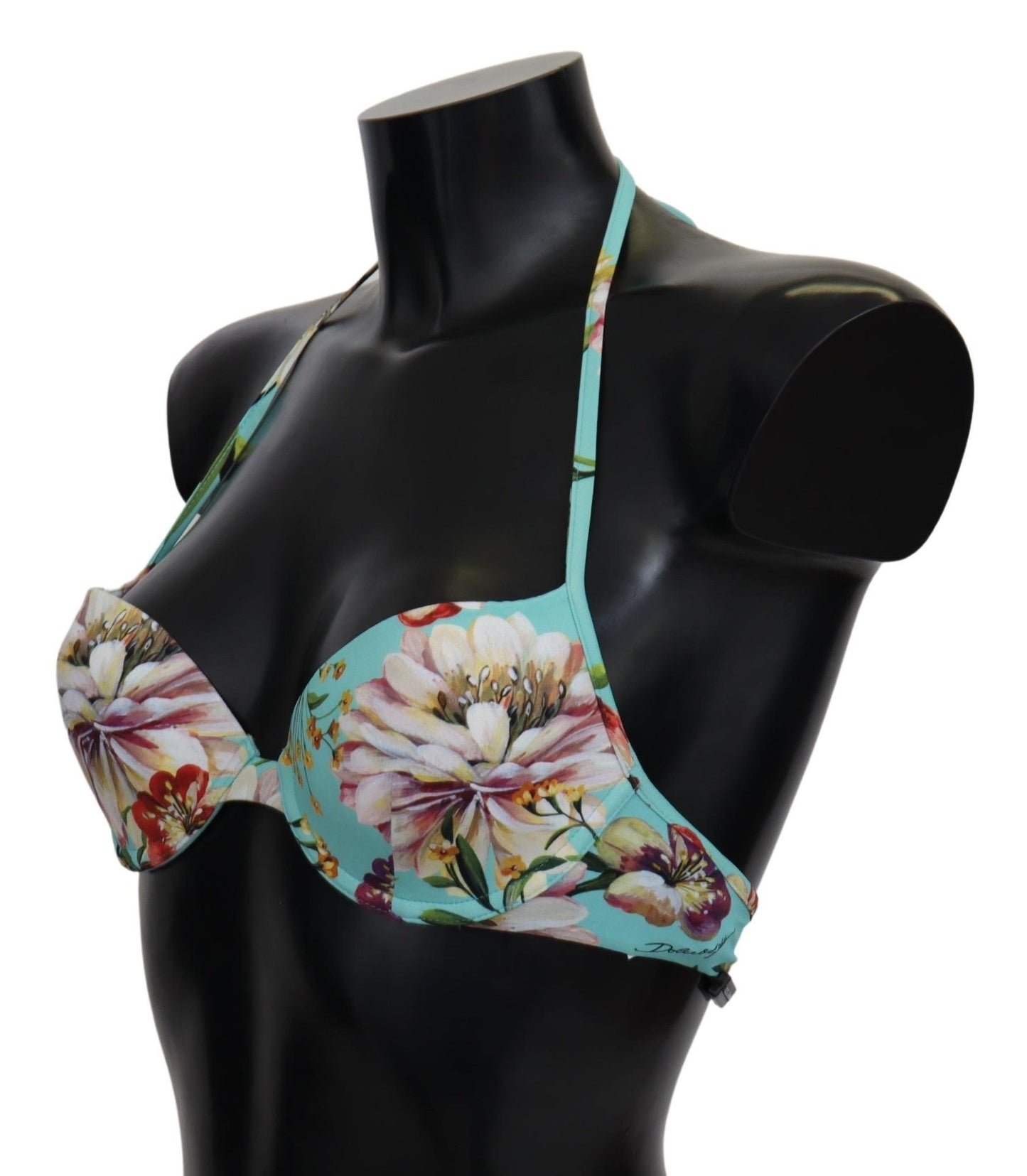 Dolce &amp; Gabbana Mintgrüne Beachwear-Bikinioberteile mit Blumendruck