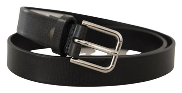 Dolce & Gabbana Elegant Black Leather Belt with Metal Buckle