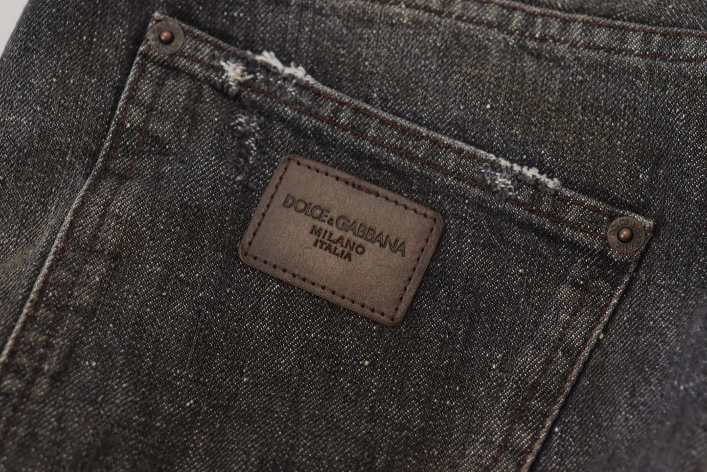 Dolce &amp; Gabbana Grau-grüne Denim-Jeans mit normaler Passform