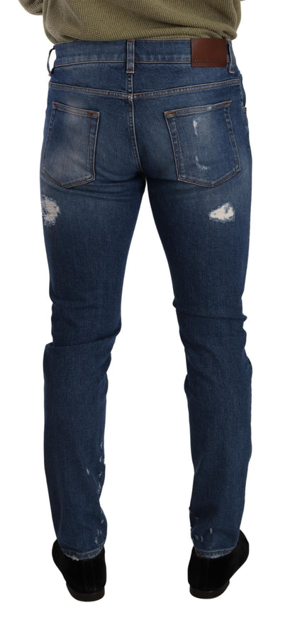 Dolce &amp; Gabbana Slim-Fit-Jeans aus Baumwollstretch in blauer Waschung