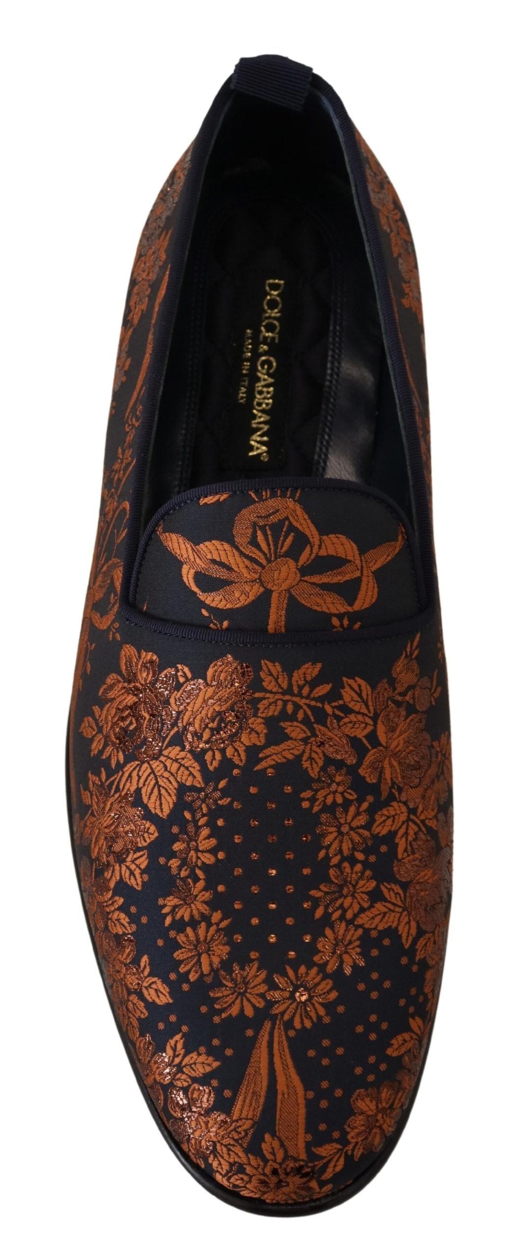 Dolce &amp; Gabbana Blue Rust Floral Hausschuhe Loafers Schuhe