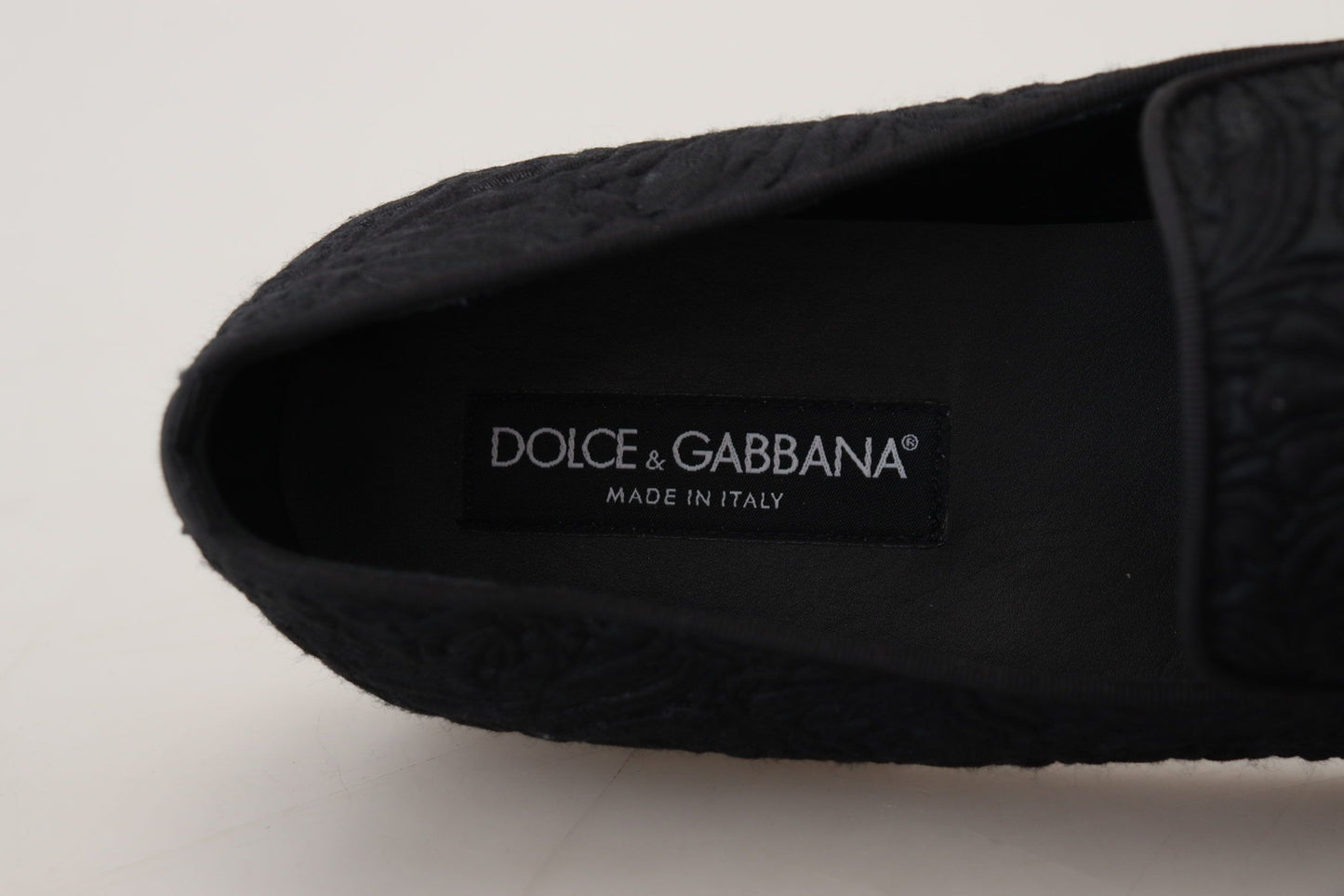 Dolce &amp; Gabbana Schwarze, florale Jacquard-Hausschuhe, Loafer-Schuhe