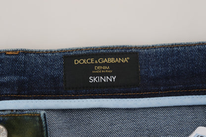 Dolce &amp; Gabbana Blaugrüne Röhrenjeans aus Baumwolldenim