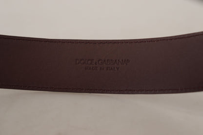 Dolce &amp; Gabbana Kastanienbrauner Kalbsleder-Gürtel mit breiter Logo-Gravur und Schnalle