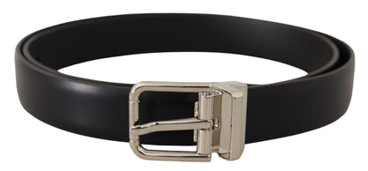 Dolce & Gabbana Elegant Black Leather Belt with Metal Buckle