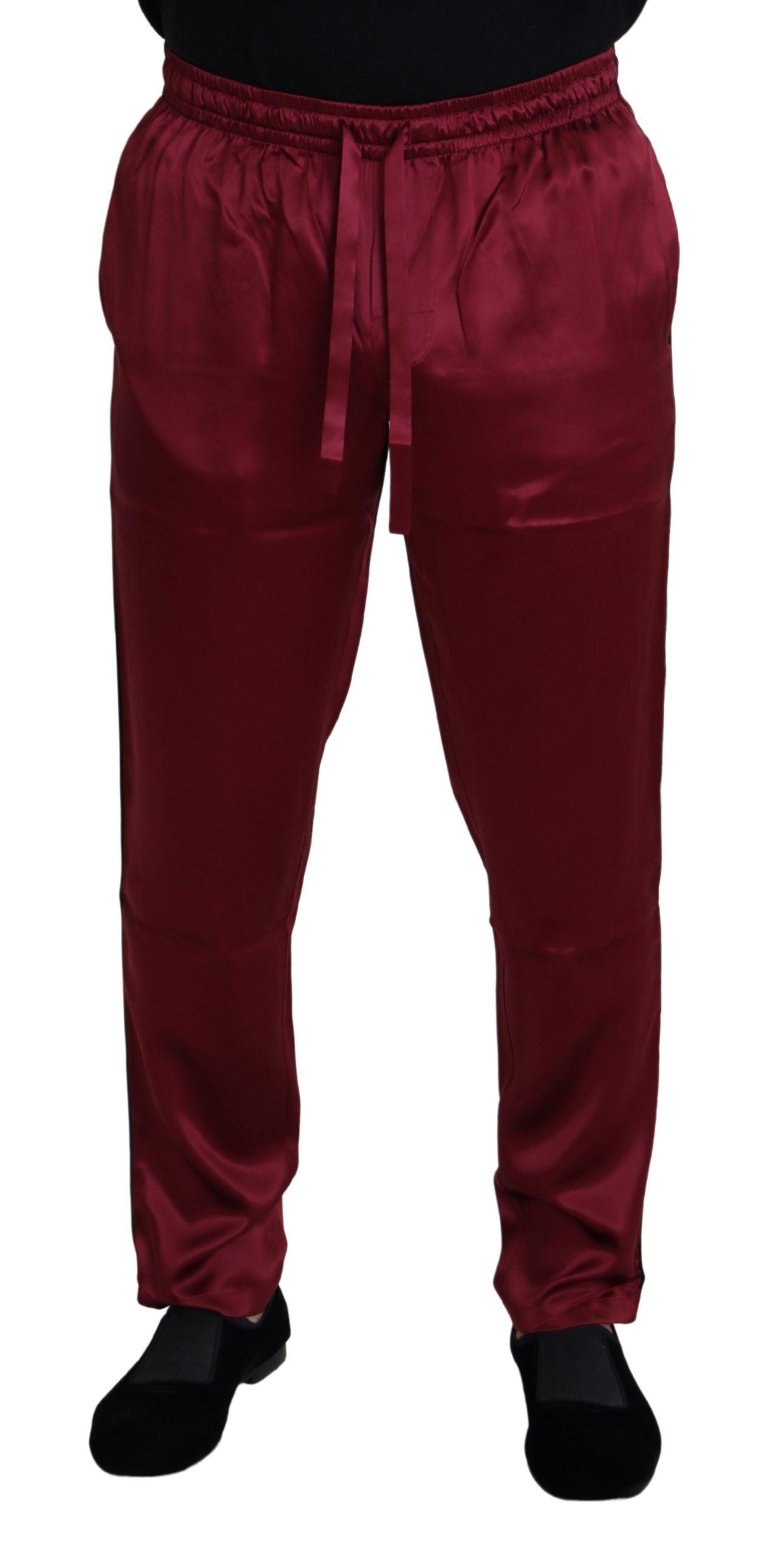 Dolce &amp; Gabbana Bordeaux Seiden-DG-Schlaf-Lounge-Hose