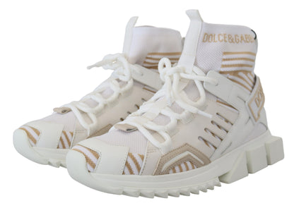 Dolce &amp; Gabbana Weiß Beige Sorrento Sneakers Schuhe