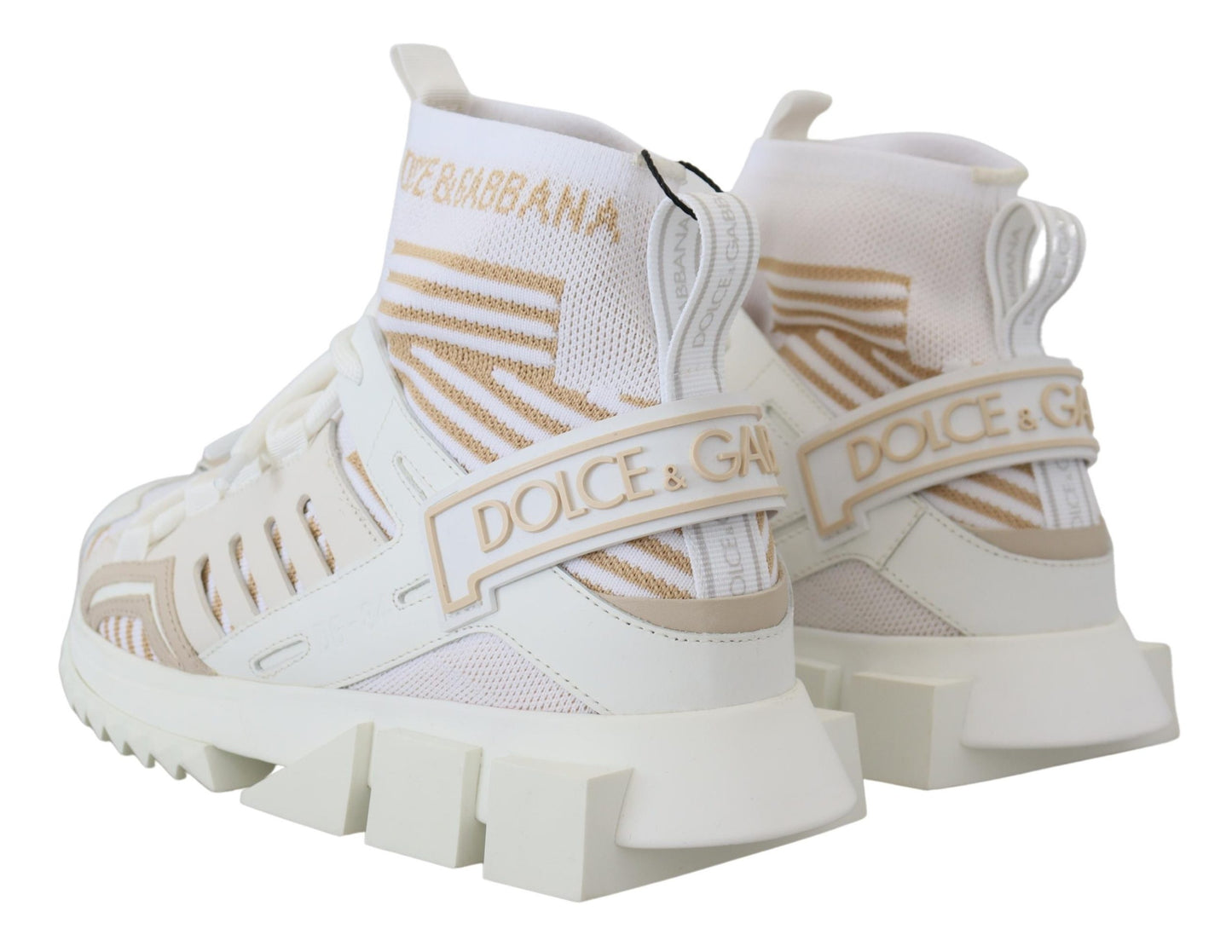 Dolce &amp; Gabbana Weiß Beige Sorrento Sneakers Schuhe