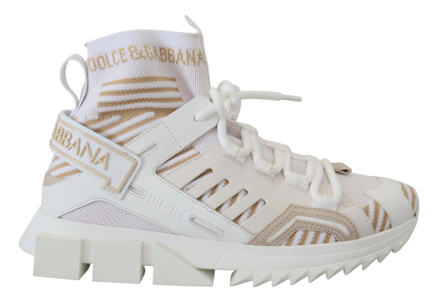 Dolce &amp; Gabbana Weiß Beige Sorrento Sneakers Schuhe