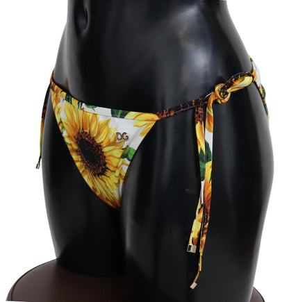 Dolce &amp; Gabbana Weiße Sonnenblumen-Bademode, Strandmode-Bikinihose