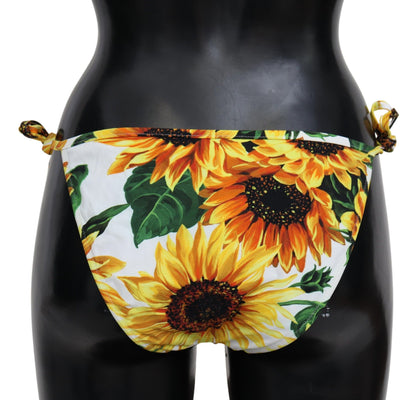 Dolce &amp; Gabbana Weiße Sonnenblumen-Bademode, Strandmode-Bikinihose