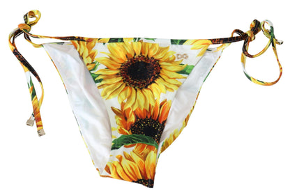 Dolce &amp; Gabbana Weiße Sonnenblumen-Bademode, Strandmode-Bikinihose