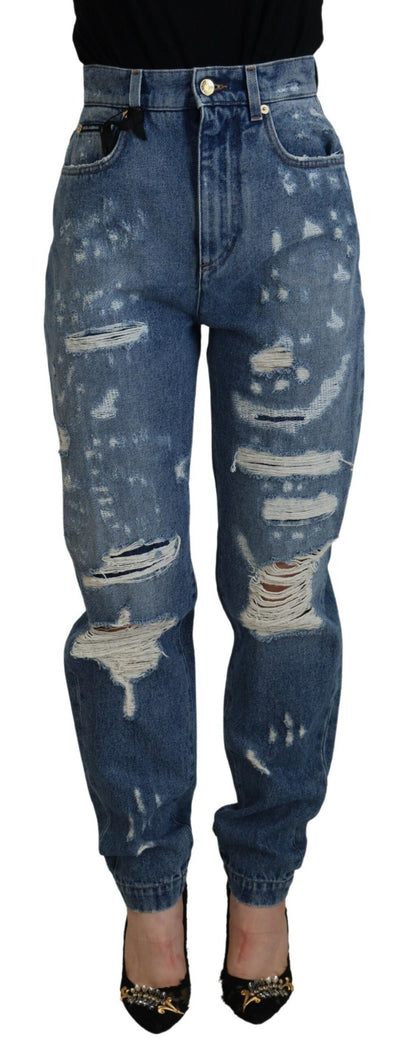 Dolce &amp; Gabbana Blue Tattered Skinny Denim-Baumwolljeans